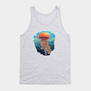 Orange sticker jellyfish artwork Tank Top